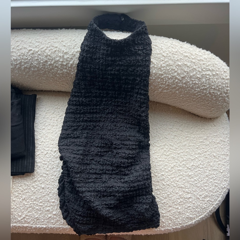 Zara Black Crinkled Halter Top
